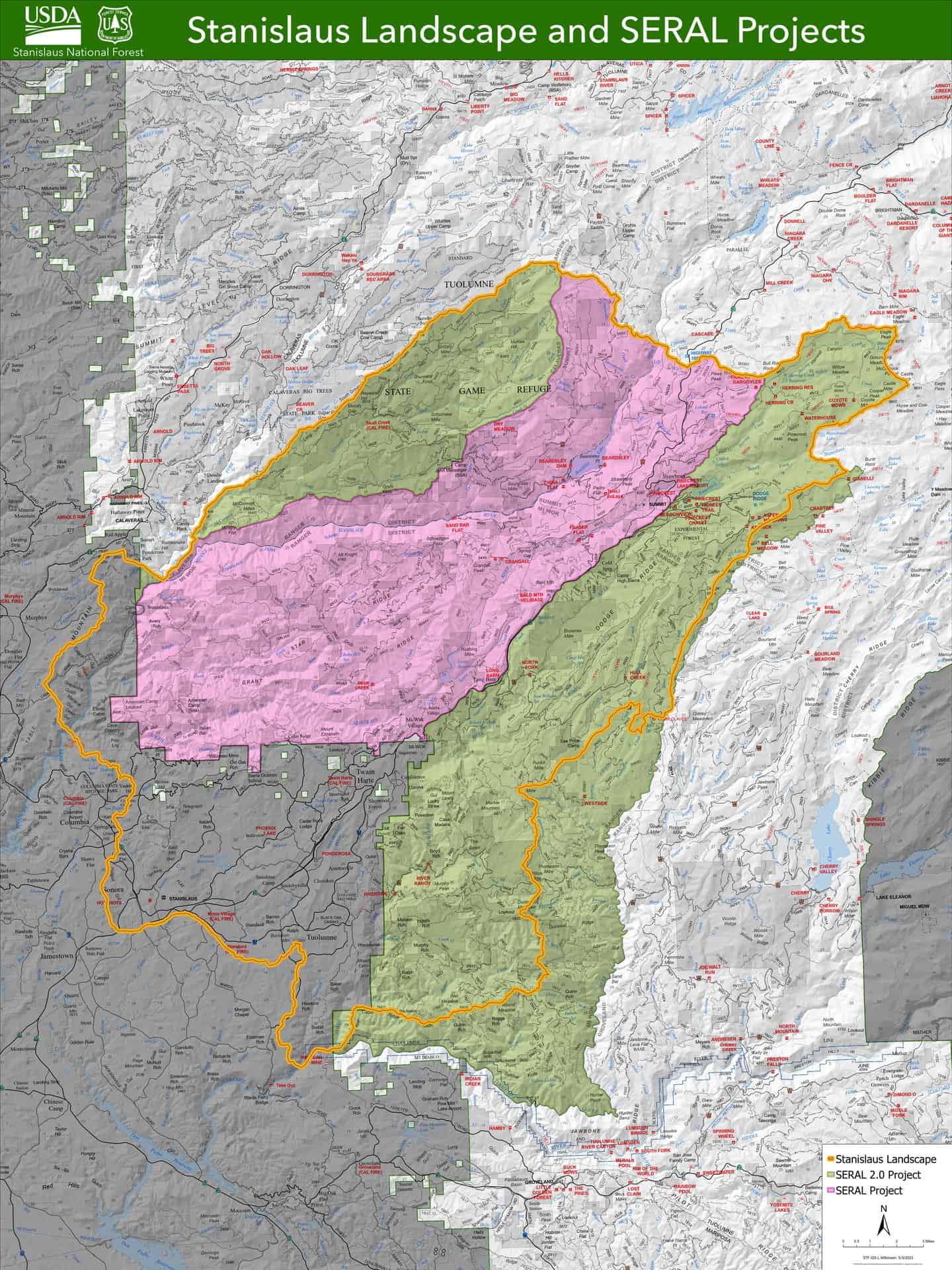 Map of Stanislaus Landscape and SERAL projects